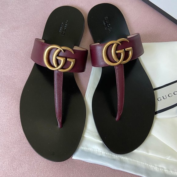 Gucci Leather thong sandal with Double G 37.5 - Picture 9 of 15
